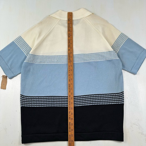 NEW VTG 60s Van Heusen Coleseta‎ Polo Shirt Men Fits Large Tag XL Blue Black - Picture 11 of 14